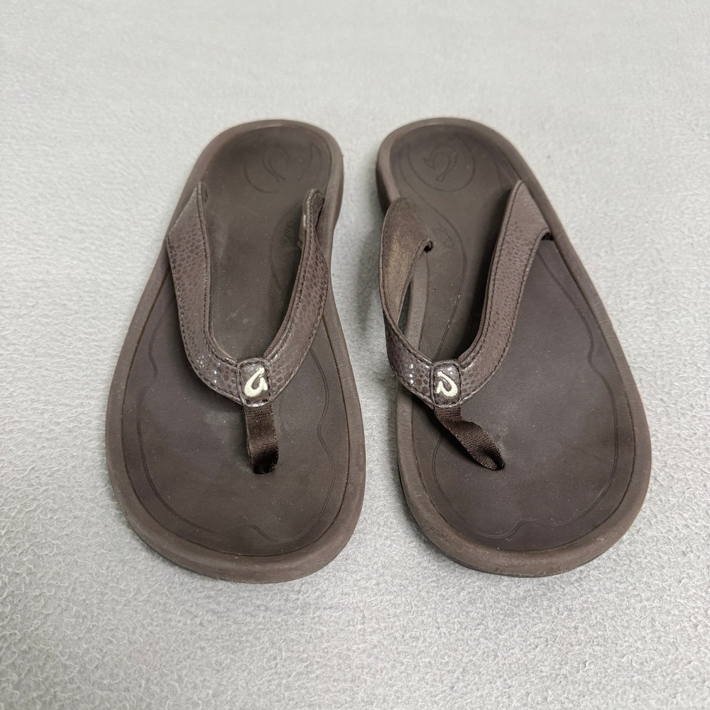 OluKai Kulapa Kai Sandals Women Size 7 Brown Flip Flops Beach Summer Thongs